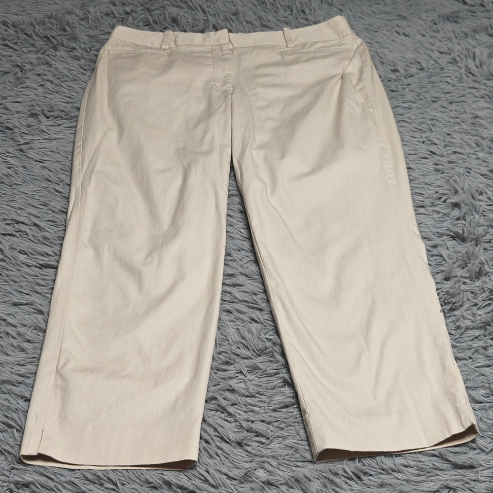 Talbots The Perfect Crop Curvy Pants Womens 8 Beige Tan Cotton Spandex Mid Rise